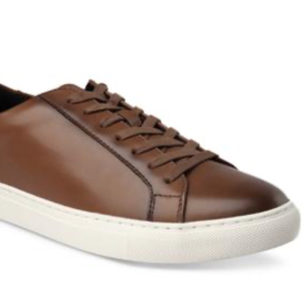 Alfani Men's Grayson Lace-Up Sneakers, Tan W/ White, 9 M